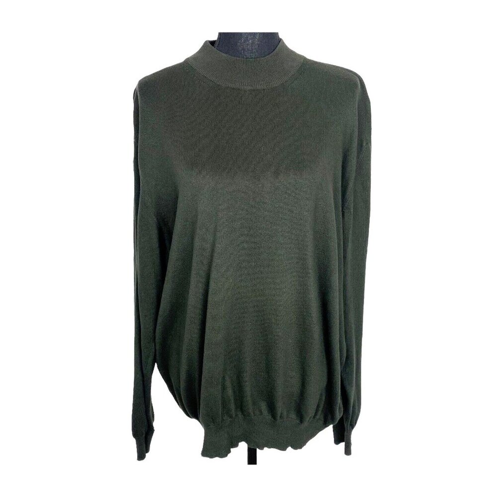 PATRICK JAMES Men Mock Neck Sweater Pullover Sz XL Dark Gray Preppy School 61-15